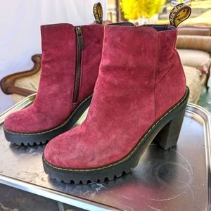Doc Martens Magdalena boots in wineberry red suede
